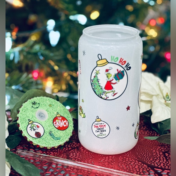 16oz Christmas Glitter Glass Cup - Picture 5 of 6